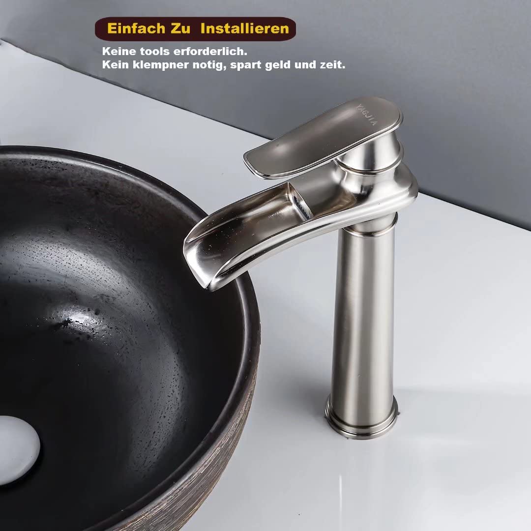 Bathroom Faucet High Waterfall, Basin Faucet Matt Brushed Retro, Brass