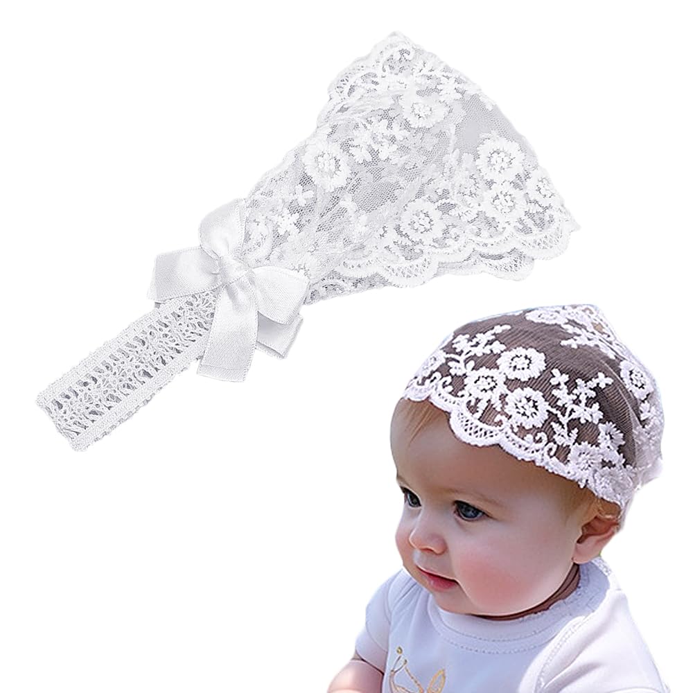 Owlbud Baby Girl Flower Headbands 2-Pack – Soft Lace Elastic Hairbands For Newborns & Special Events - View #9