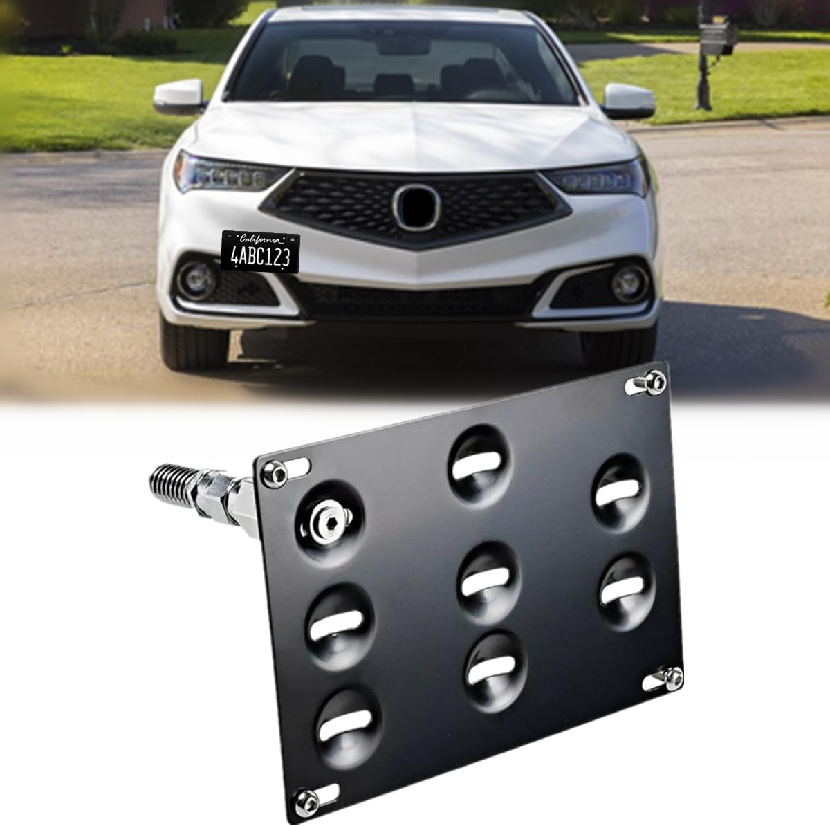 No-Drill Front Bumper License Plate Mount - Tow Hook Bracket For 2015+ Volvo XC90, 2017+ XC60 & S90