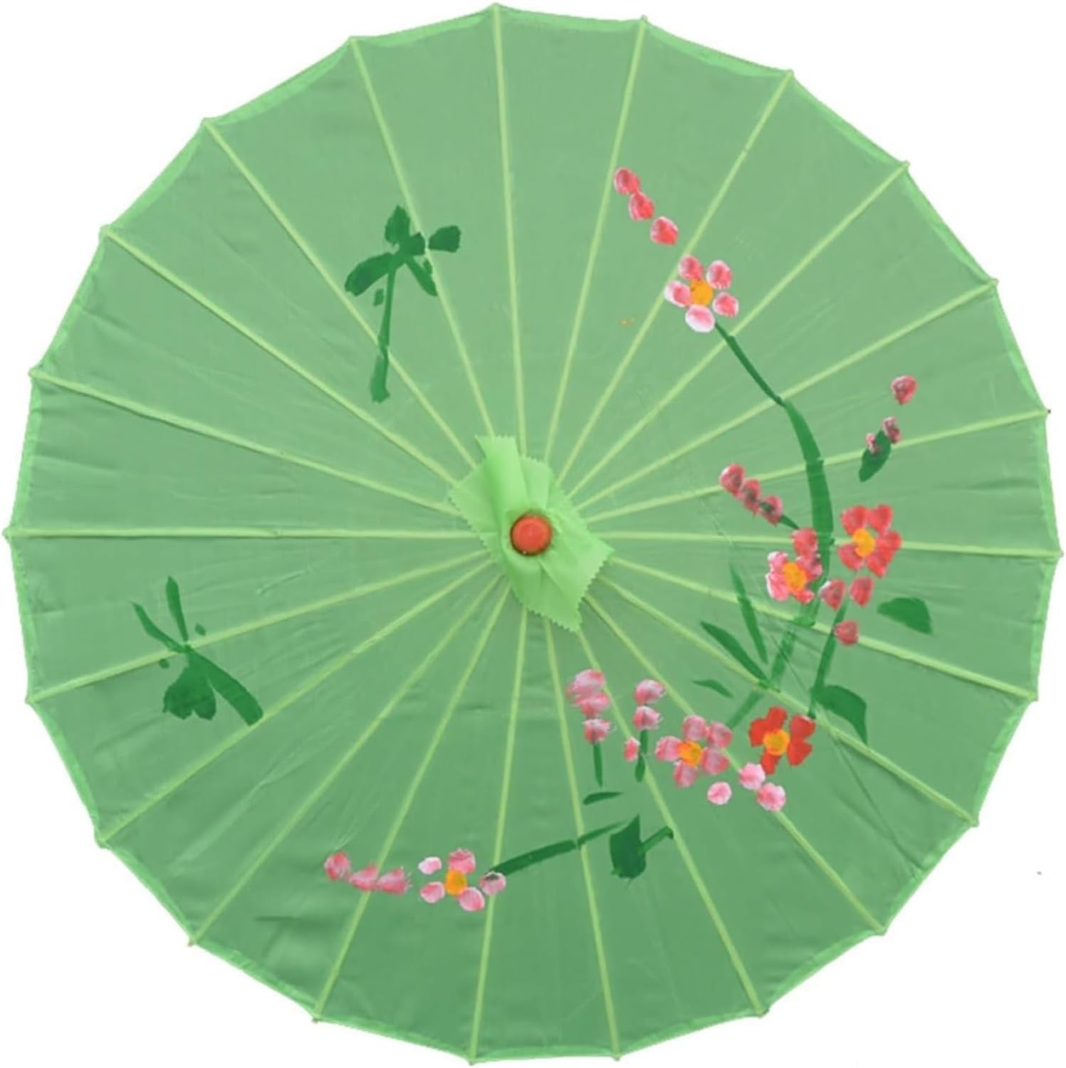 和傘，油紙傘， レトロな風景画をプリントした中国製油紙傘。映画の小道具や結婚式のパーティーの装飾に。(Green,82cm)