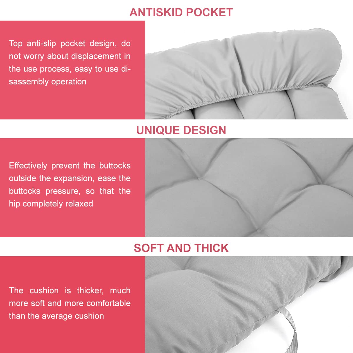 Cojín Acolchado para Tumbona con Reposapiés y Reclinable 170 x 50 cm - para Sillón de Jardín, Patio, Interiores