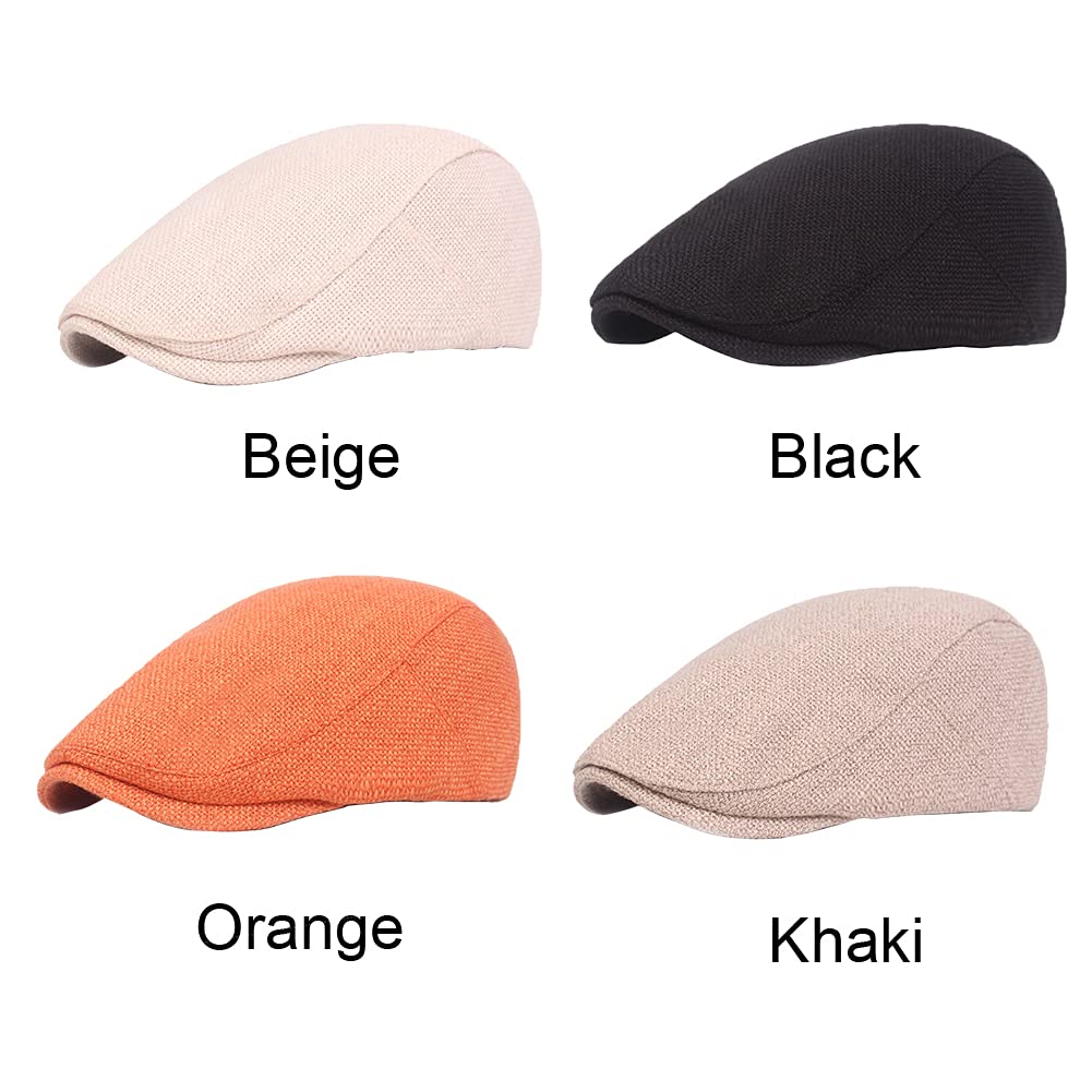 Gorra plana, sombrero de periódico, sombrero de lino vintage con pico, sombrero de periódico ajustable para viajes al aire libre, gorra de lino para hombre y mujer