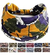 Headbands For Women's Hair, Boho Headband Elastic Soft Flower Wide Headbands for Women Yoga Sport...