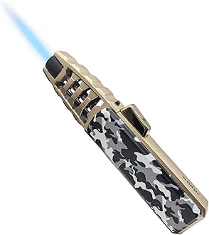 JOBON Torch Lighter Strong Adjustable Lockable Firepower Butane Refillable Lighter with Gift Box for Baking Kitchen BBQ Camping - No Gas Included