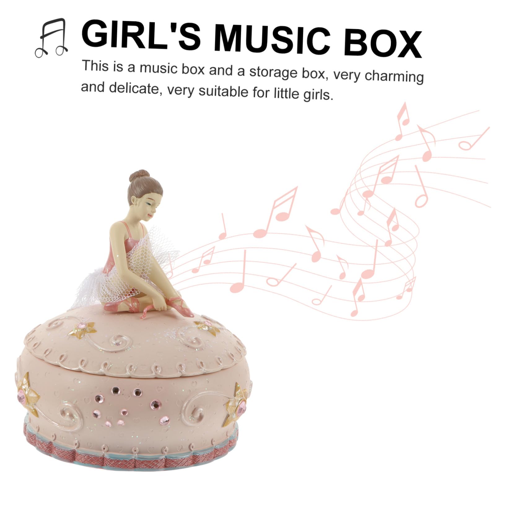 Cabilock Caja Musical de Bailarina Adorno para Hogar Almacenamiento para Joyas para Niñas Estilo Danza Rosa