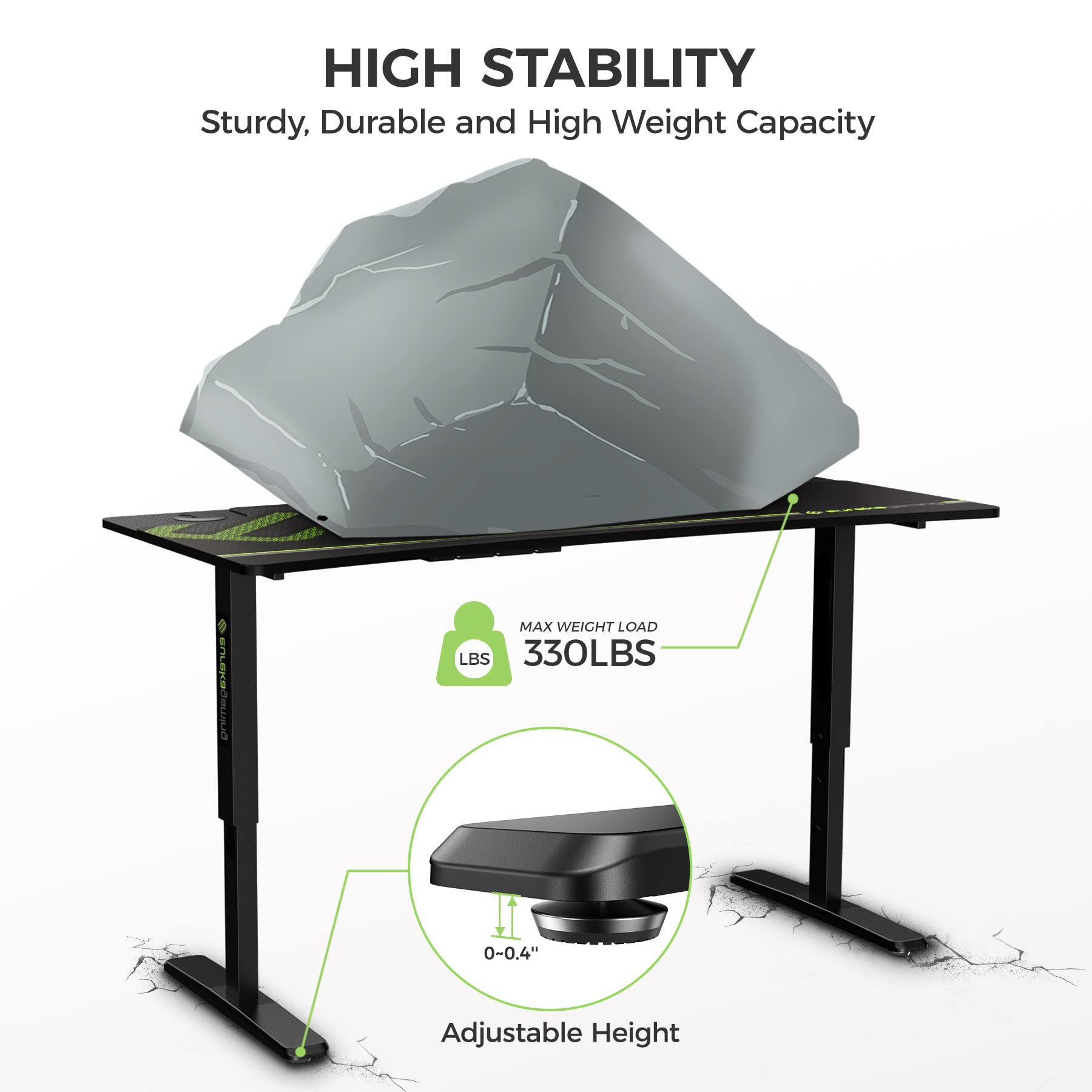 EUREKA ERGONOMIC 63 Inch Large Manual Height Adjustable Computer Gaming