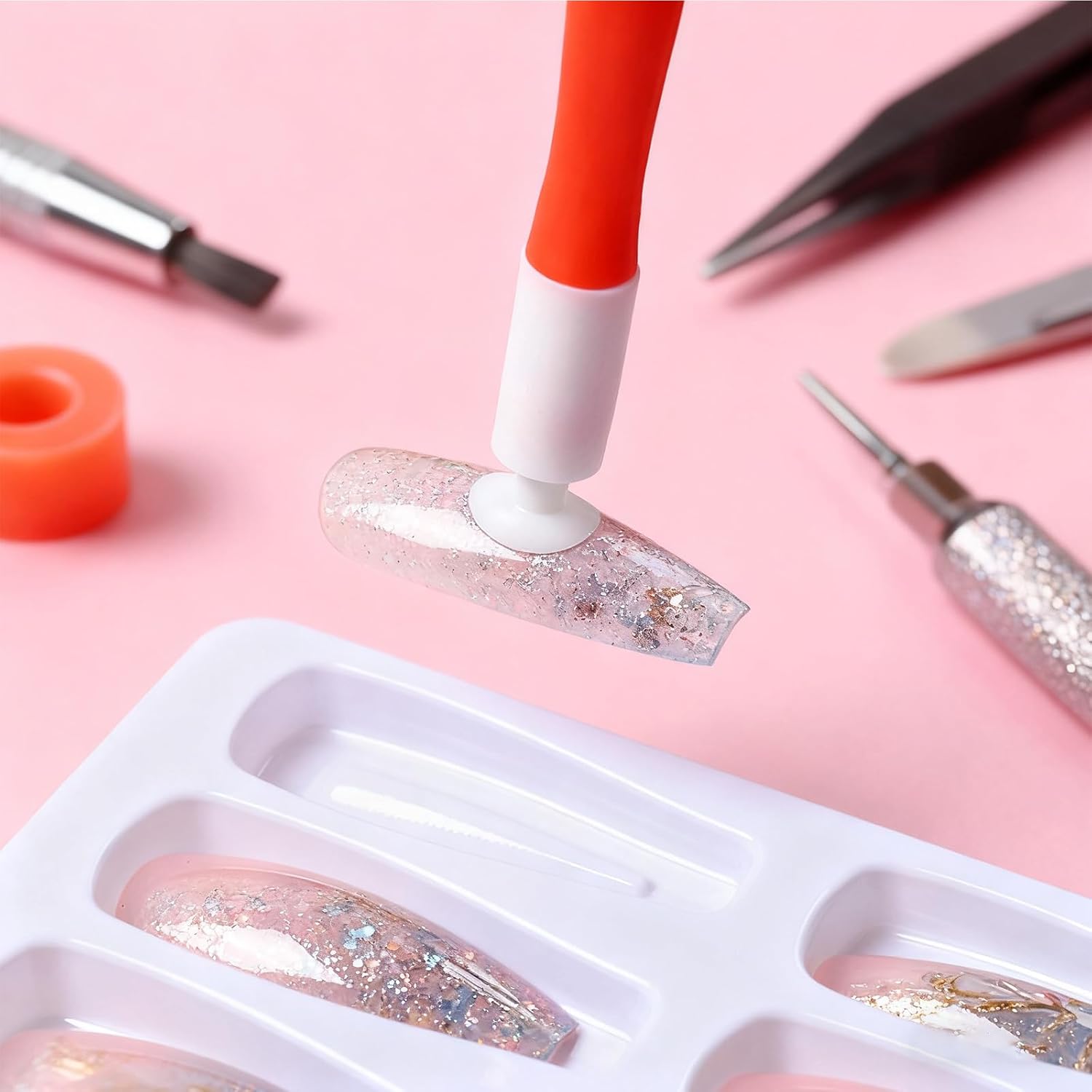 4 Pieces Press On Nail Tools - Silicone Suction Cup Lifter & Pry Bar for Easy and Damage-Free Changing of Nail Tips