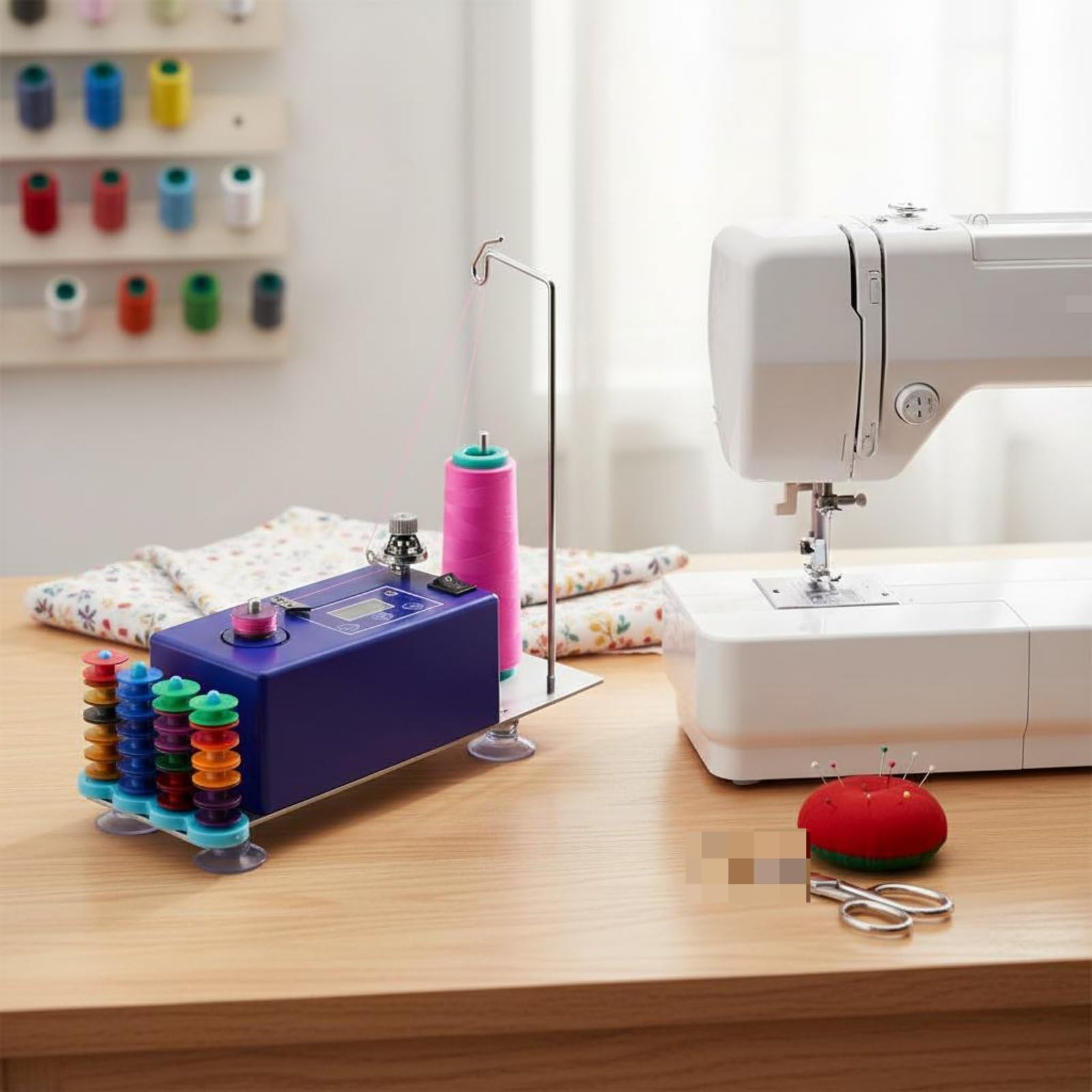 Macchina da Cucire Compatta Avvolgitore Bobina Filo Display Automatico Fermo Spegnimento Funzione Regolazione Adatta per Casa Artigiani Textile Corsi di Cucito Appassionati Sartoria