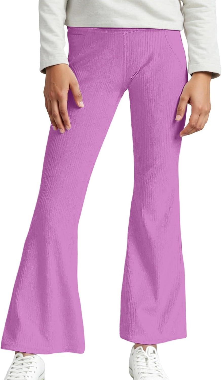Girl's Casual Flare Pants 2026 Fashion Straight Leg High Waist Pull On Yoga Leggings Athletic Hip Hop Dance Trousers 6-14Y