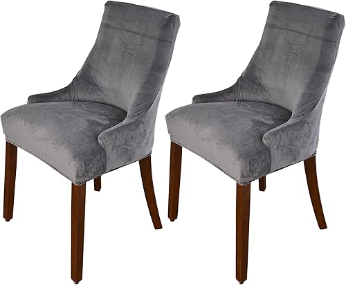 Vista 78 de MIFXIN Funda de terciopelo para silla con respaldo de ala, elástica, lavable, protector de asiento para comedor, banquete, decoración de fiesta