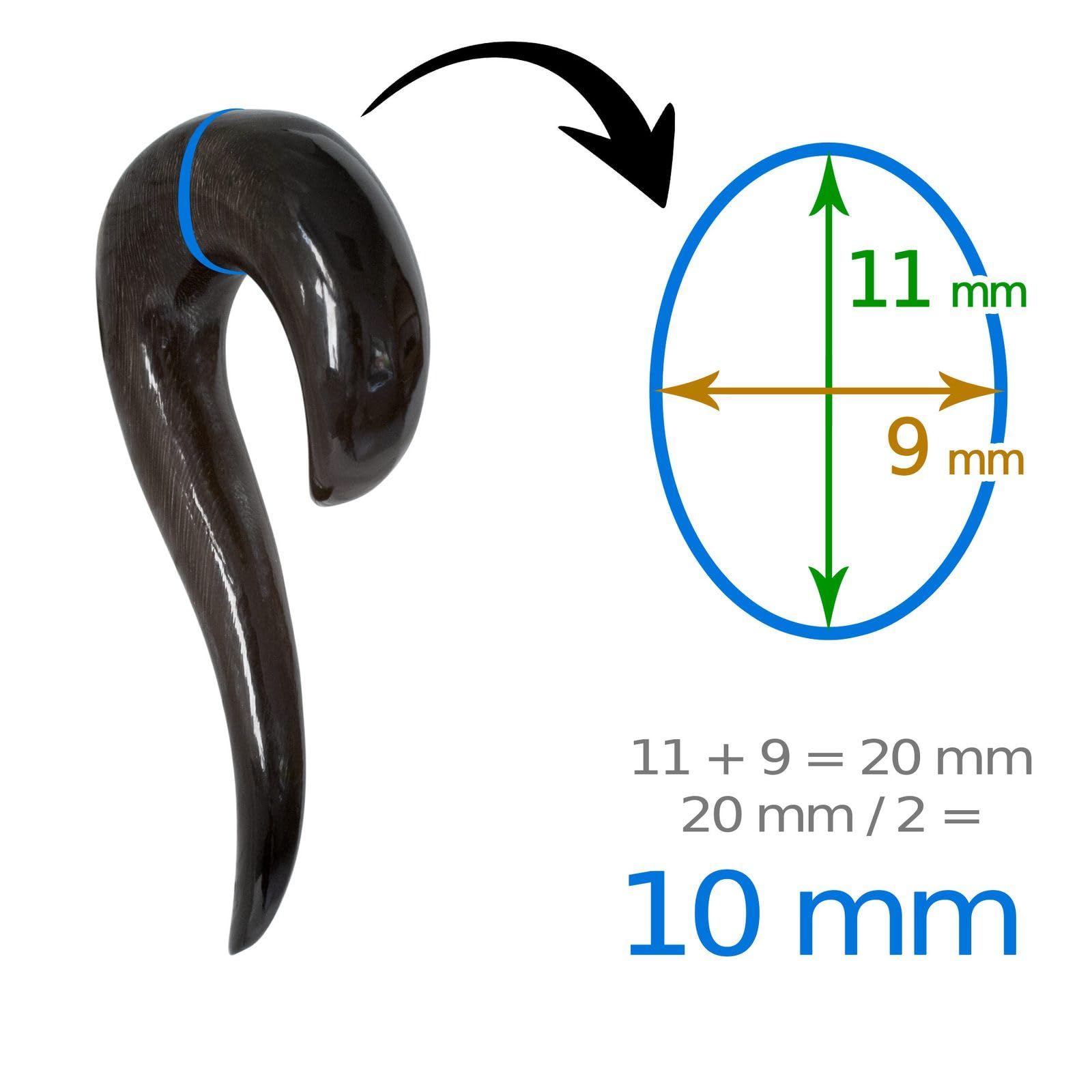 Fly Style Piercing Ohr Expander aus Horn und 925 Silber - Dehnschnecke Dehnspirale Dehnungsschnecke Dehnsichel