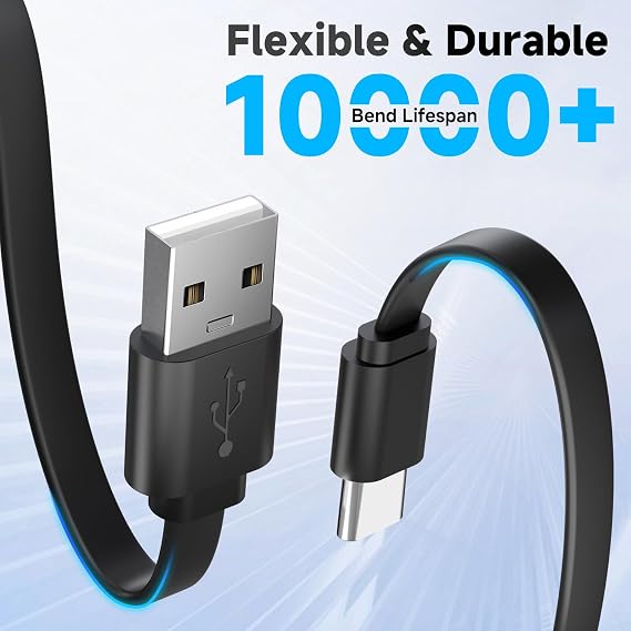 10フィート/3m フラット電源延長ケーブル USB-C対応ホームセキュリティカメラまたはその他のデバイス電話、Switch Proコントローラーなど、USB AからType Cへの延長充電およびデータ同期コード用