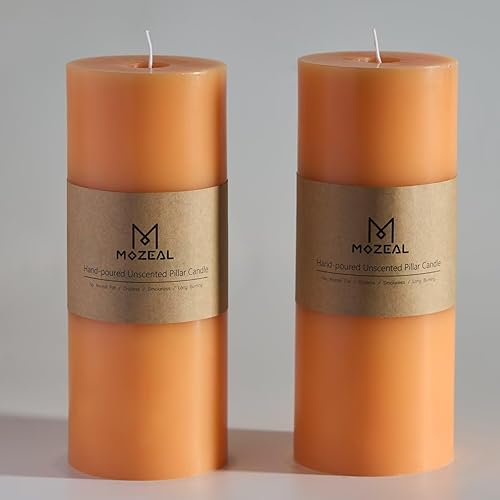 Miniatura 128 de MOZEAL Velas de pilar extra grandes de color borgoña de 4" x 10" (juego de 2), sin perfume, sin goteo, sin humo, de larga combustión limpia, velas