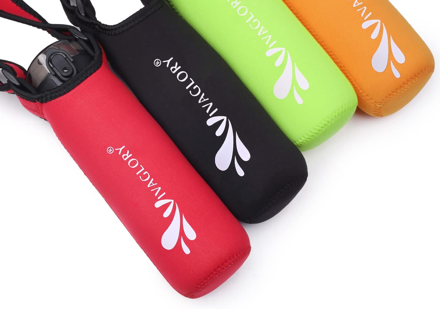 Vivaglory Insulated Neoprene Water Bottle Holder Sling with Wide Adjustable Shoulder Strap, Great for Stainless Steel and Plastic Bottles, Sport and Energy Drinks