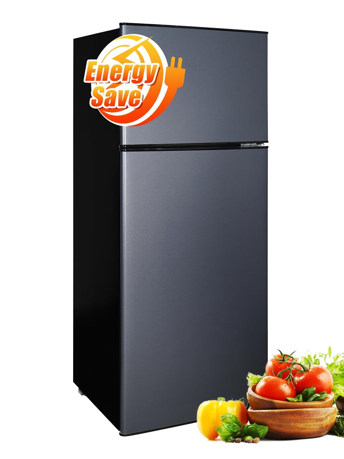 8.5 cu.ft Dual-Door Apartment Refrigerator with Freezer and Adjustable Thermostat - Slide-Out Glass Shelves for Dorms, Offices, RVs, and Homes