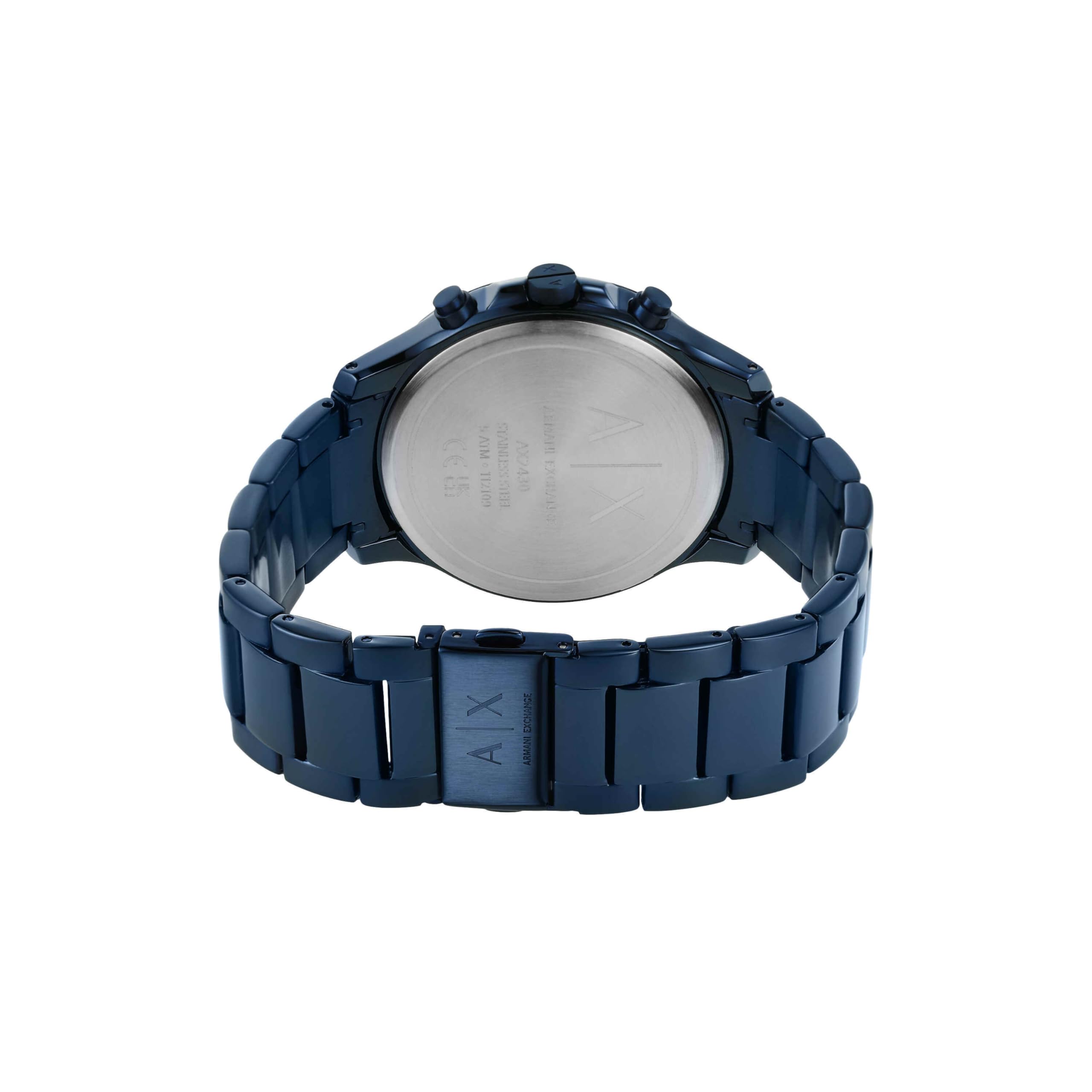 Armani Exchange Orologio per uomo, Movimento cronografo al quarzo e cassa da 46 mm con cinturino in acciaio