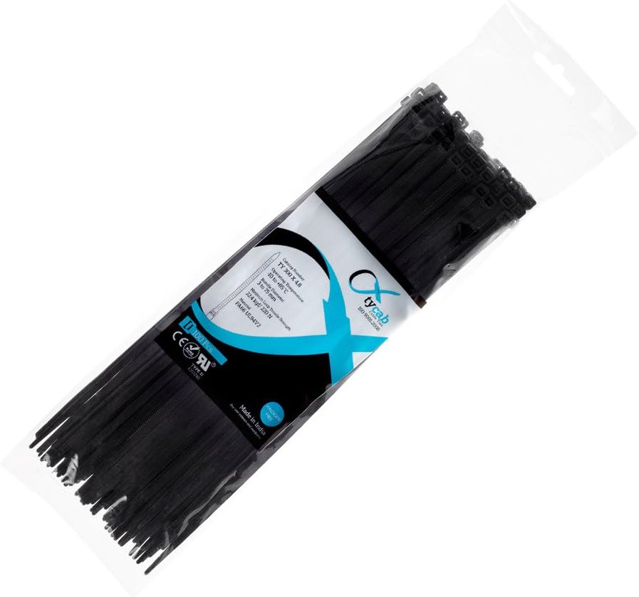 12 inch Black (300 mm x 4.8 mm)- 1 Pack of 100 Cable Ties