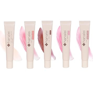 Hanalei 5-Pack Lip Treatment Bundle Clear, Peach Pink, Mauve Pink, Sand, Rose | Made with Kukui Oil, Shea Butter, Agave, and Grapeseed Oil, Soothe Dry Lips Cruelty free, Paraben free