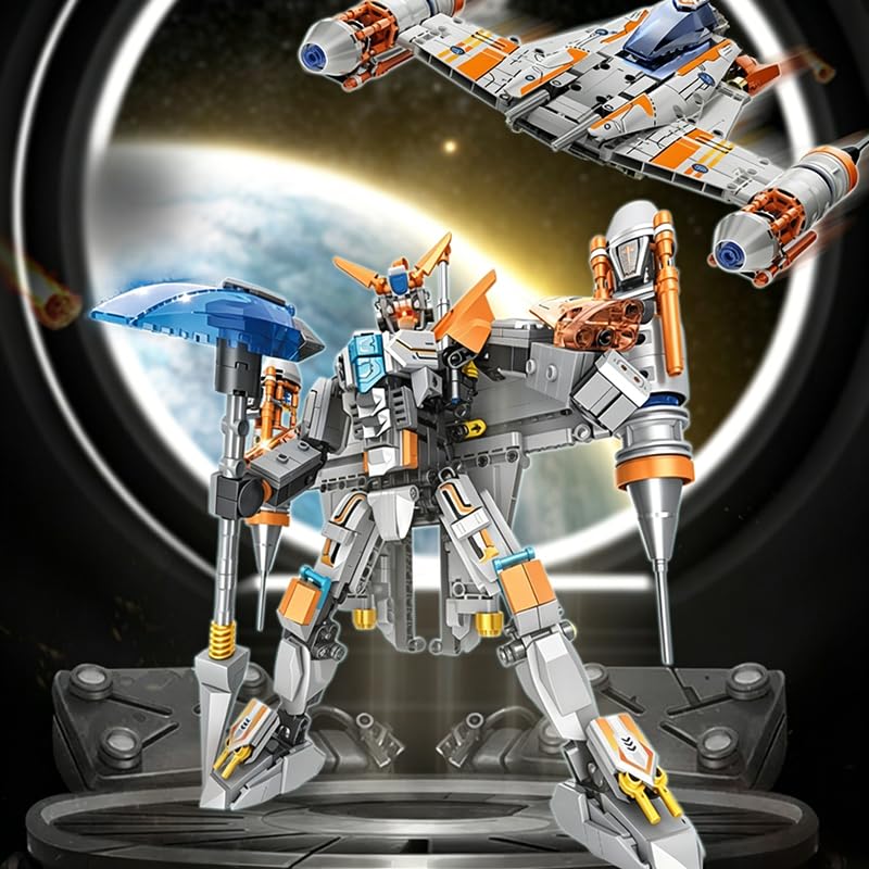 Image of SKY LINE OCEAN Title 2-in-1 Space Plane Building Block Set (Model 9316), 689+ PCS Transforming Aircraft & Spacecraft Kit, STEM Construction Toy Gift for Kids & Teens | 5 Year Structural Warranty