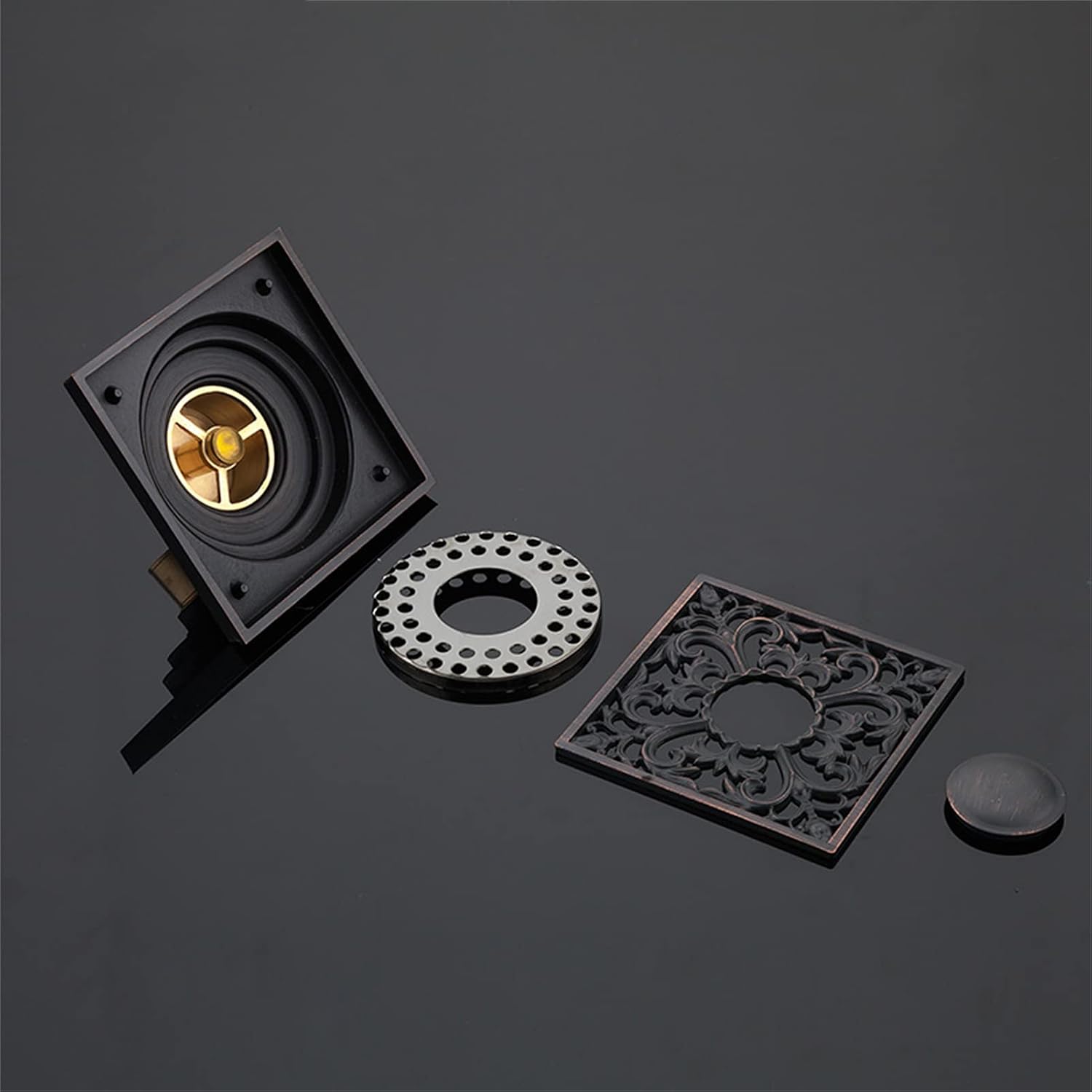 Black Floor Drains, Shower Floor Drains Square Brass Chrome Plugs Drain Stopper Shower Drain Strainers