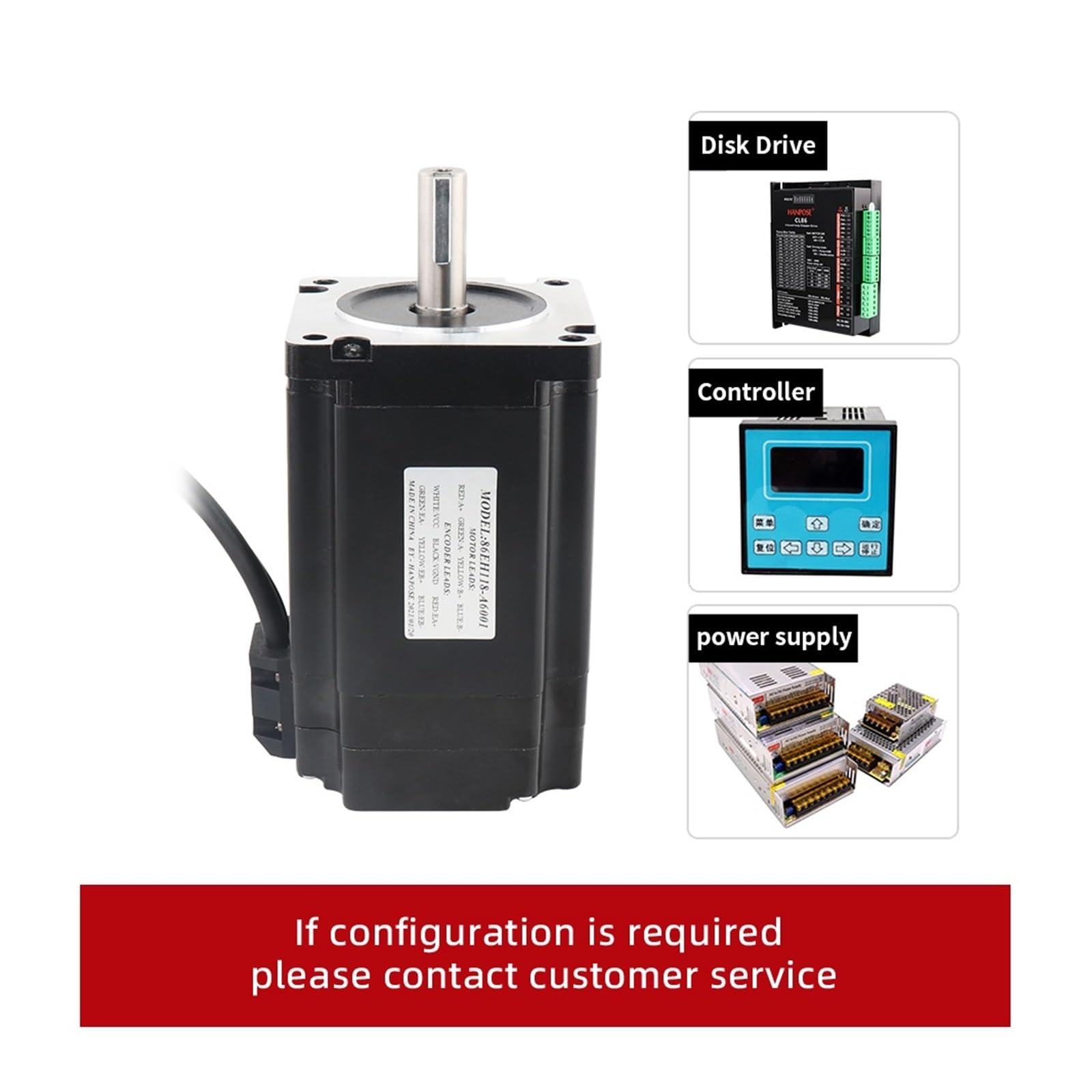Schrittmotor-Treiber Nema34 Schrittmotor Closed Loop 12N 8N 4N 86EH118 + CL86 Treiber 48V 360W Netzteil Hybrid 86 Schrittmotor 3 Achsen CNC Kit(6N 86EH98-CL86,4 kit)