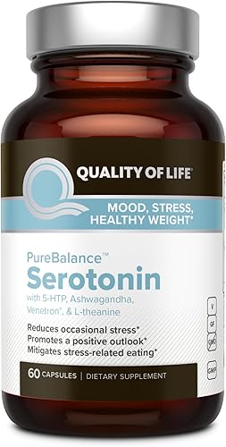 Calidad de vida, equilibrio puro, serotonina de primera calidad 5-HTP y suplemento para el estrés – Ayuda a aumentar los niveles de serotonina y
