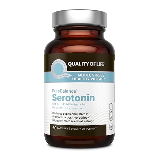 Quality of Life Pure Balance Serotonin Premium–Helps Boost Serotonin & Cortisol Levels - Includes 5-HTP, Venetron, Sensoril, Vitamin D3 & L-Theanine–60 Capsules