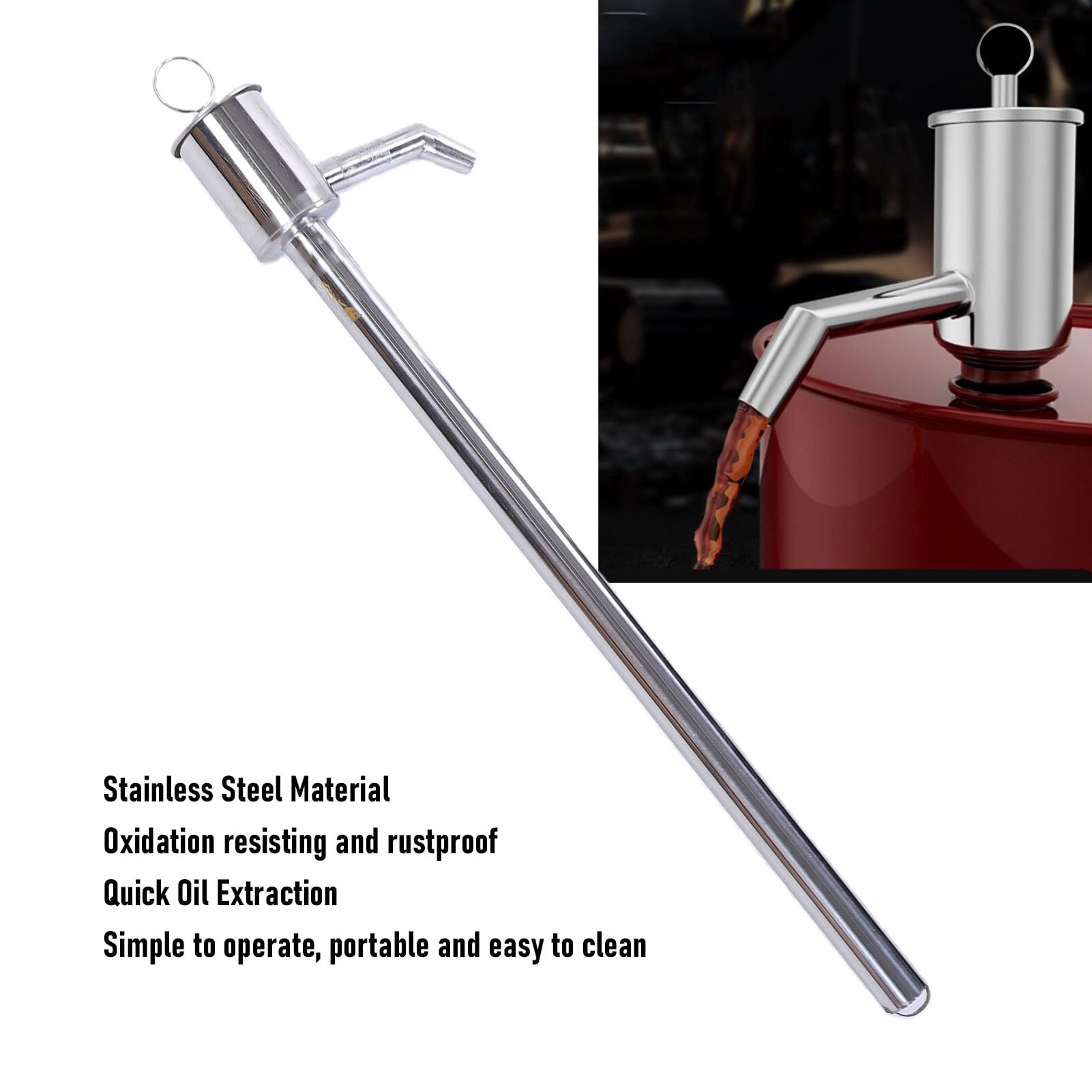 Cryfokt Manual Oil Pump Portable Stainless Steel Fluid Transfer Pump for