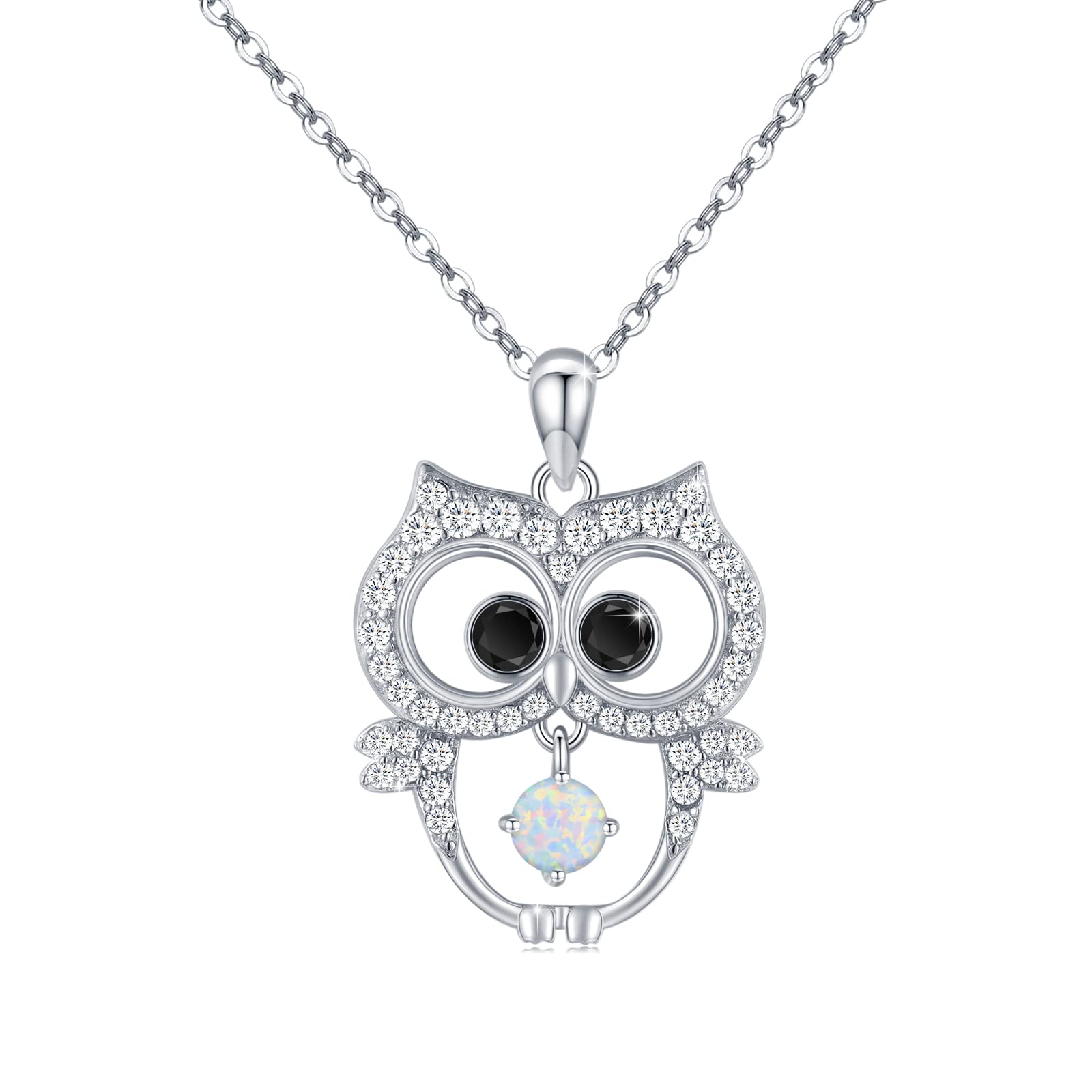 MEDWISEUnicorn/Slow/Giraffe/Dog/Dolphin/Owl Necklace 925 Sterling Silver Cute Animal Necklace Moon Pendant Heart Necklace Animal Gifts Jewellery for Daughter Kids Girls Women