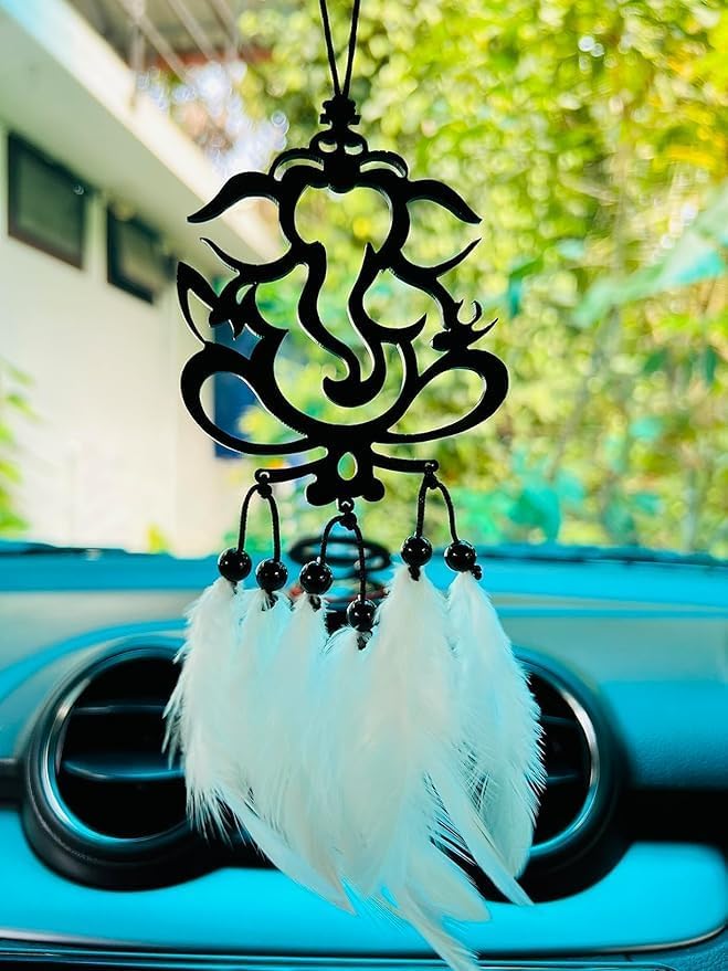 Ganesha car Hanging, Dream Catcher for car, Car Mirror Hanging Accessories Interior, Ganesha Hanging for car, Car Decoration Accessories - Ganesha