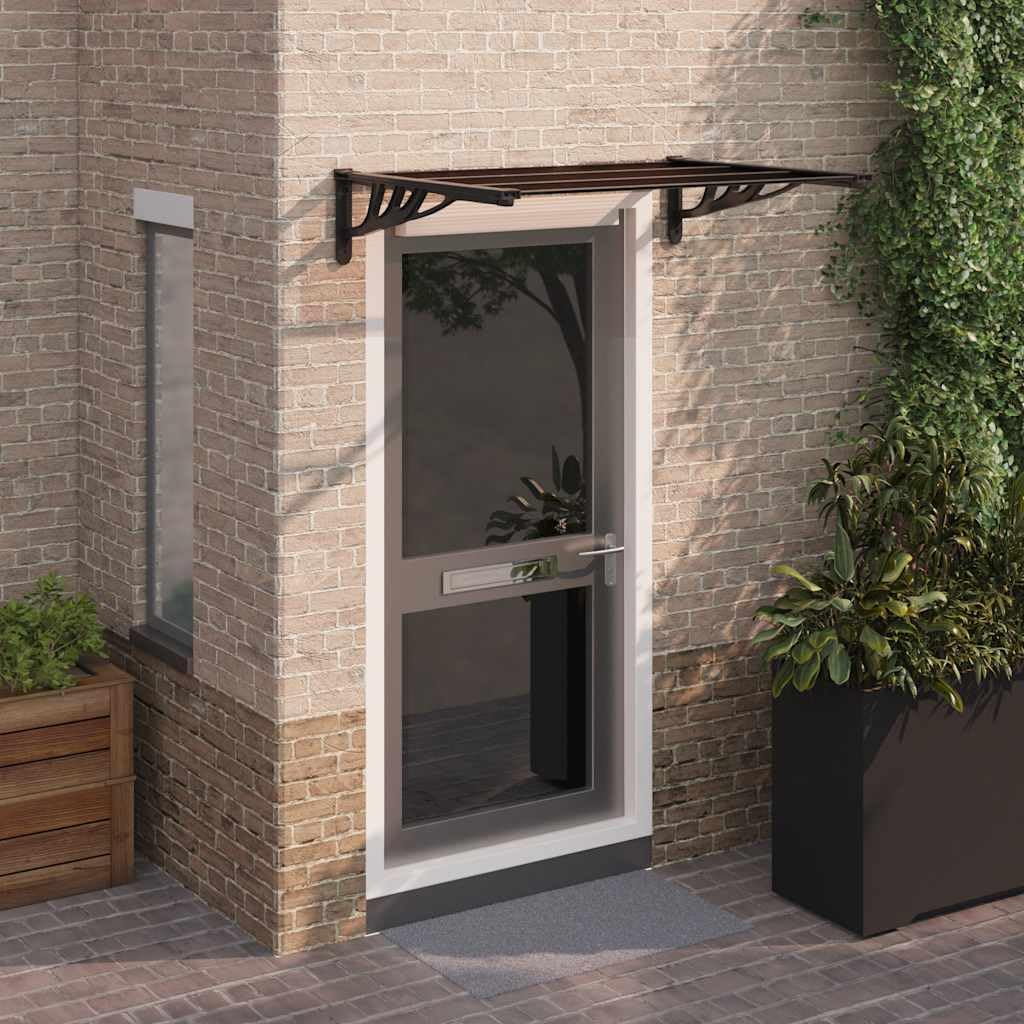 vidaXL Tettoia per Porta Nera 122x90 cm in Policarbonato, pensilina per Porta, pensilina per Porta Posteriore, Tenda da Sole, pensilina per Portico