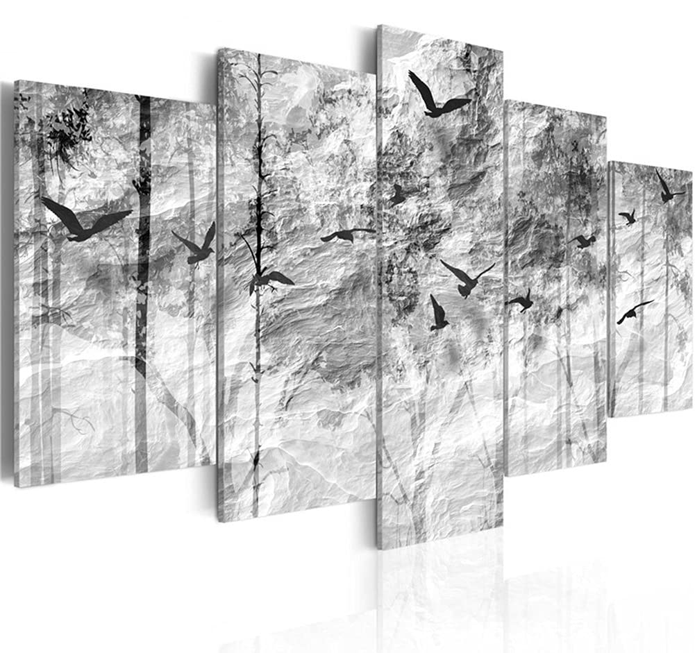 Tableau moderne triptyque pigeon abstrait pour salon contemporain