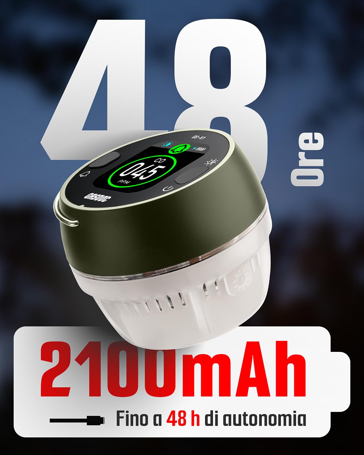 GasDoc DS-X1 Rilevatore Portatile di Monossido di Carbonio con Luce Ambientale, Rilevatore CO con Magnetico e Gancio, Monitor CO da Viaggio con Allarme Sonoro e Visivo per Campeggio, Camper e Auto