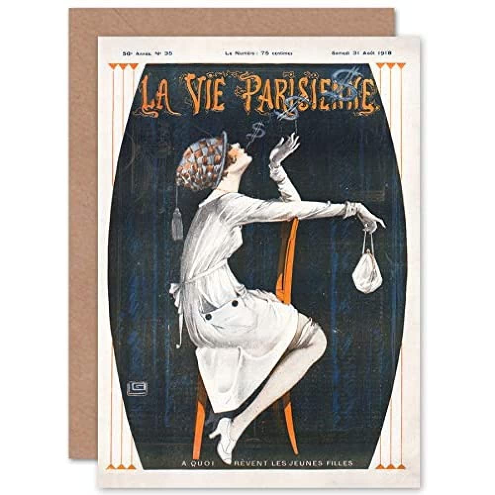Artery8 La Vie Parisienne Girls Dream Money Magazine Cover Sealed Greeting Card Plus Envelope Blank inside