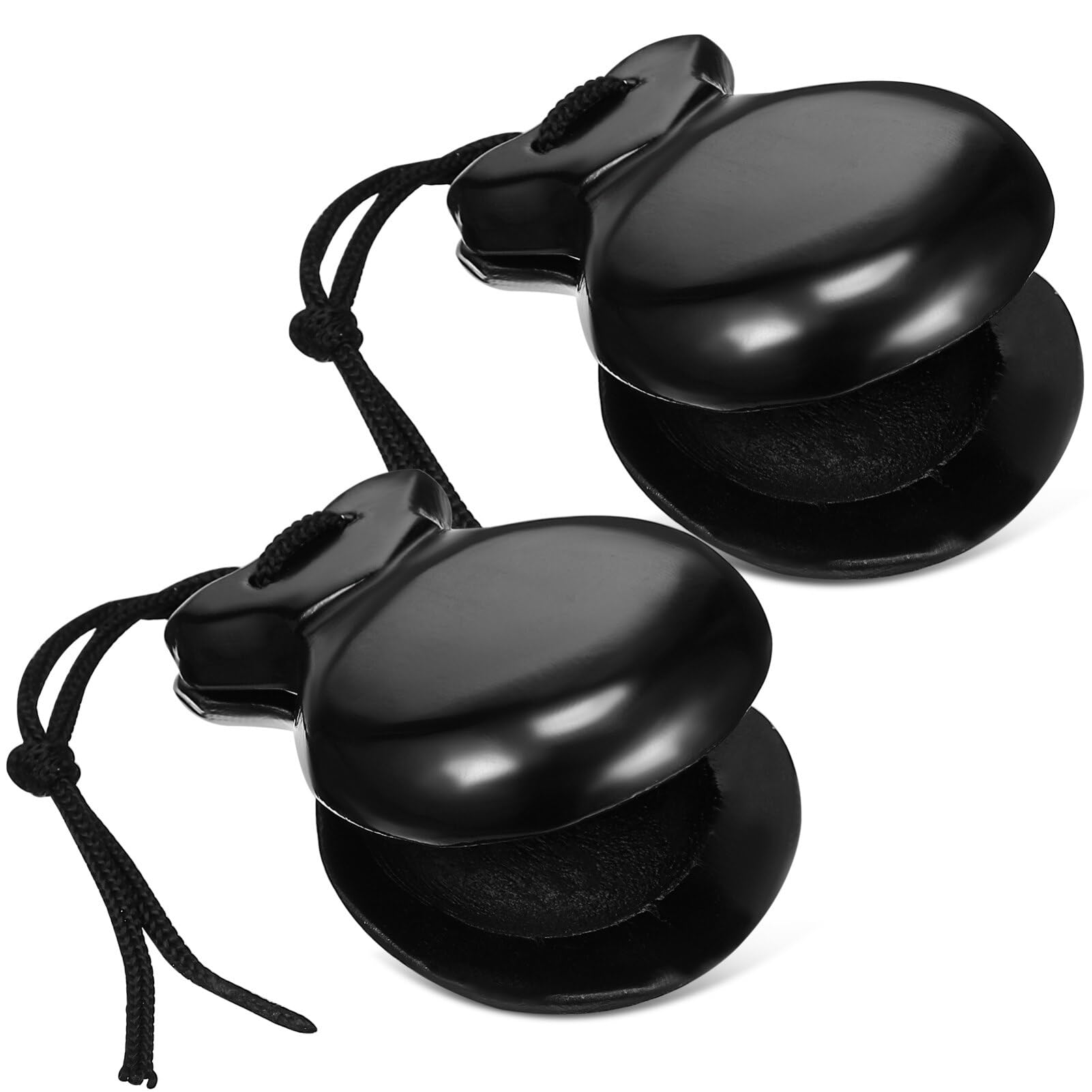 Vaguelly 1 Pair Spanish Castanets Black Wooden Castanets Spanish Hand Percussion Instruments Finger