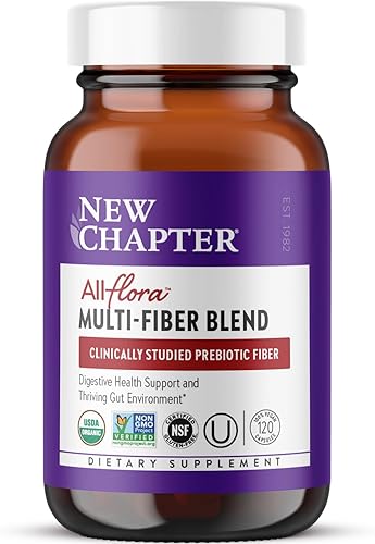 New Chapter Suplemento multifibra All-Flora con inulina prebiótica clínicamente estudiada + cáscara de psyllium para la digestión y la salud