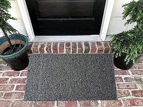 Image of PVC Cushion Rectangular Foot Mat Dirt Rub of Thick Mesh Main Entrance Doormat with Anti-Slip Rubber Backing Home Bedroom Bathroom Offices Restaurants Shops (2X12 Feet, Grey Black).