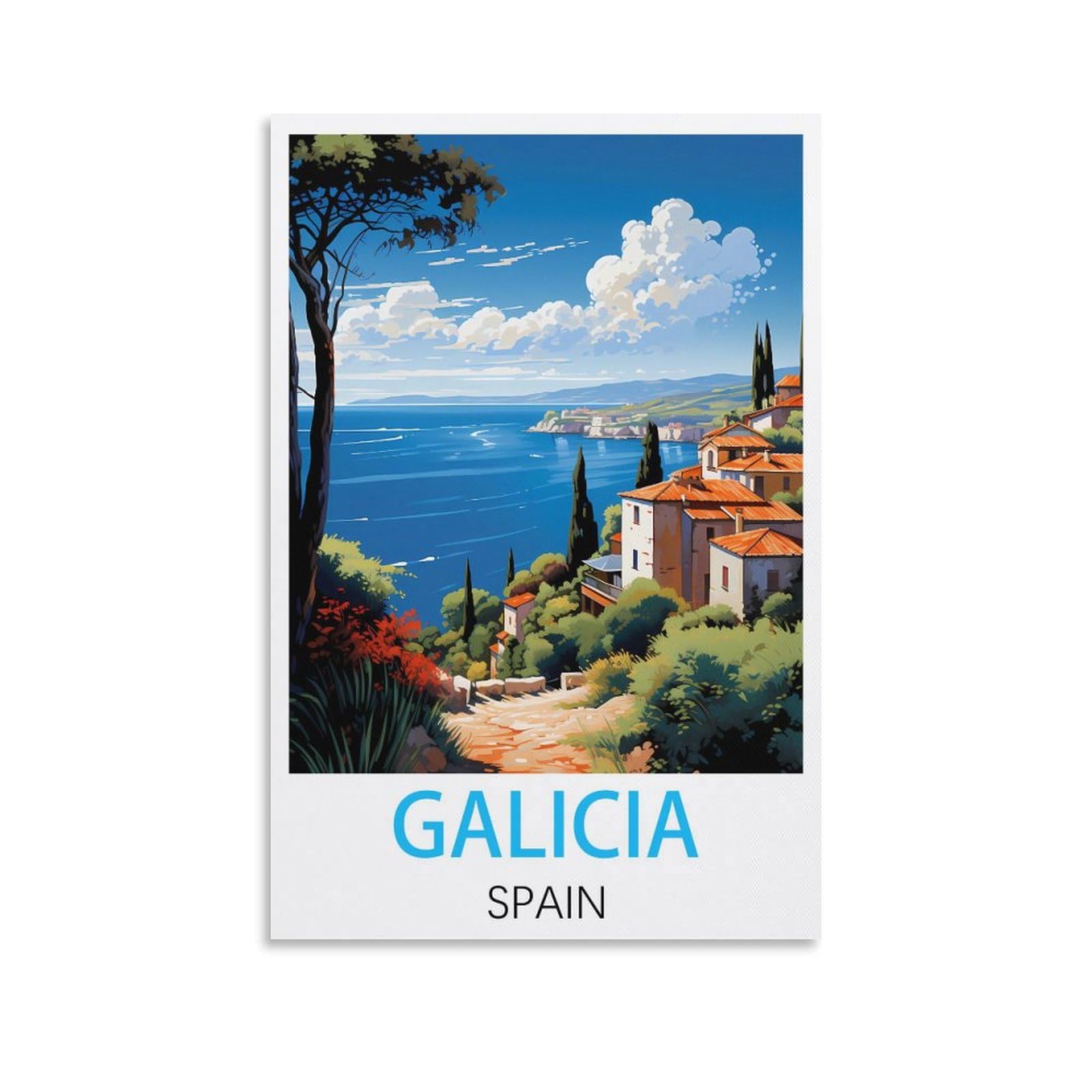 Metal Tin Sign Plaque Poster,Galicia Spains Wall Art Vintage Decor for Man Cave Garages Home Bedroom Retro Decor 15x30cm