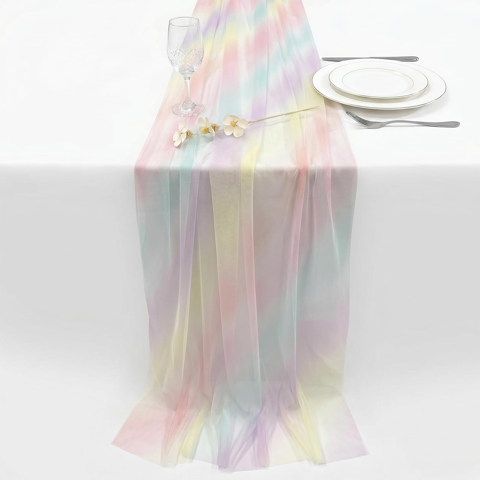 Shensuii Colorful Gauze Table Runner for Table Decor, 1Pcs Pink 75 x 275cm