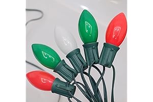 25Ft C9 Christmas Lights Green: Merry Christmas C9 LED Lights Green Red White Outdoor