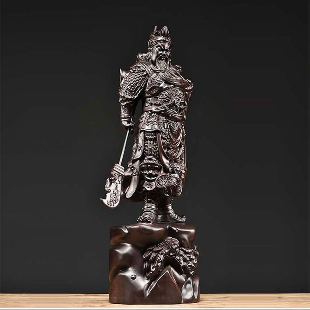 Dekoracja biurka rzeźba w drewnie Guan Gong ozdoby posąg z litego drewna Buddy dekoracja salonu Guan Er Master God Crafts Rzeźby Home Decor(19,68 cala)