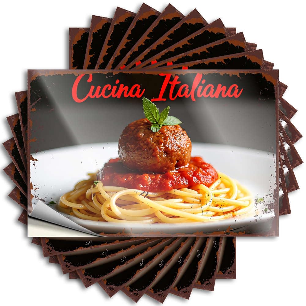 Fall Decor Outdoor Half Decals - Spaghetti with Meatballs in Tomato Sauce. Removable Decal Bottle Easy Peel for Quick(8X12CM)