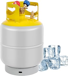 FAHKNS Refrigerant Recovery Tank 30 LB with 1/4 SAE Y-Valve Liquid/Vapor Reclaim Tank AC Freon Recovery Tank Refrigerant Recovery Cylinder Tank Reusable Cylinder Tank Without Float Switch Gray Yellow