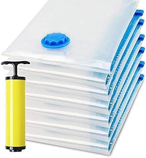 اكياس تخزين موفرة للمساحة وقابلة لاعادة الاستخدام مع مضخة شفط من سوفام 70 × 100 سم عبوة 7 قطع بلاستيك ابيض