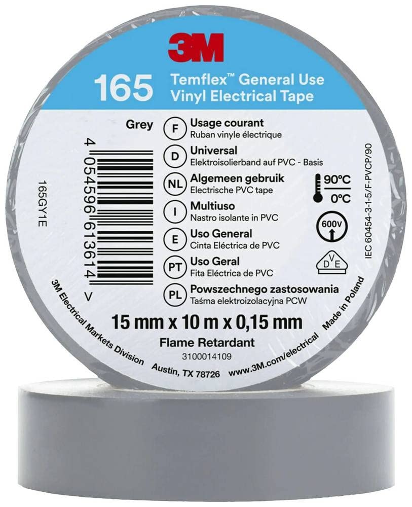 3MTemflex™ 165 165GY1E Insulation Tape Temflex™ 165 Grey (L x W) 10 m x 15 mm