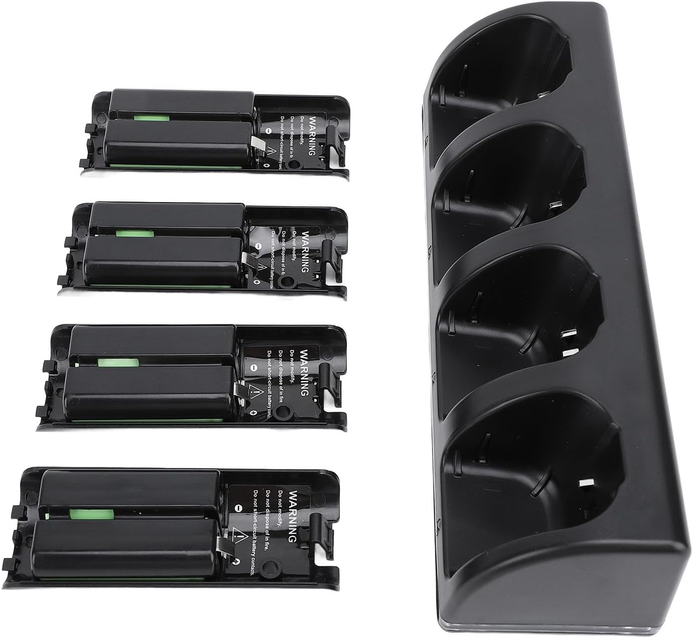 Yunseity Charging Station for Wii Remotes Controller, Charger with 4 Rechargeable Battery Packs, 4 Port Charging Station with 4 pcs 2800mAh Replacement Batteries, Remote Not Included