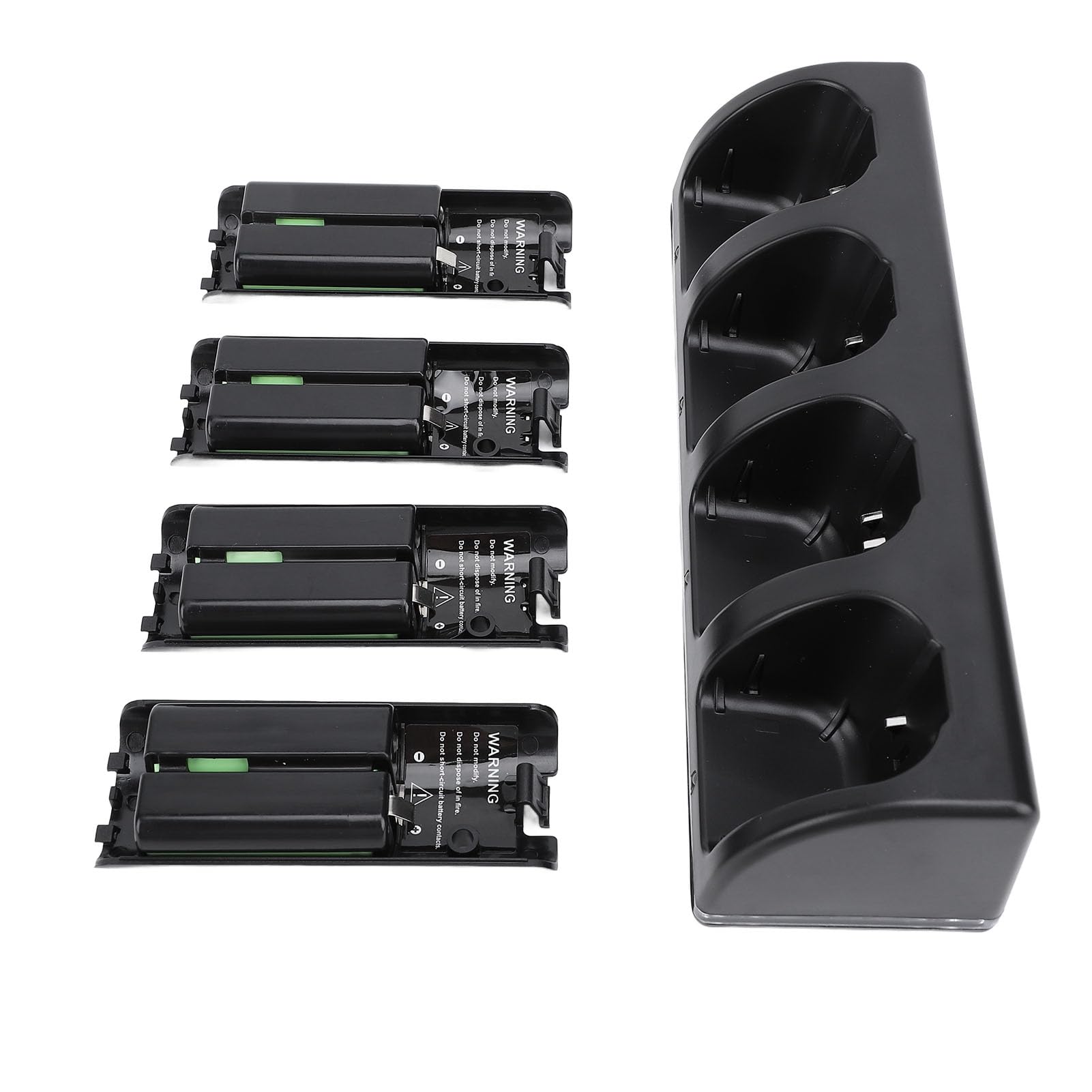 Estación de Carga de Batería Remota 4 en 1, Material ABS con Indicador LED y Baterías de 2800 MAh para Controles Remotos de (Black)
