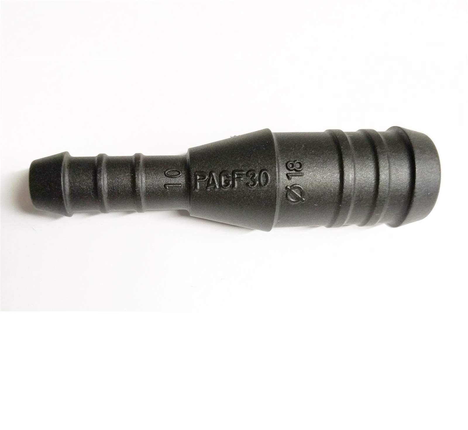 Black 18Mm-10Mm Plastic Barbed Reducer Connector Pipe Hose Joiner Tubing Fuel Water