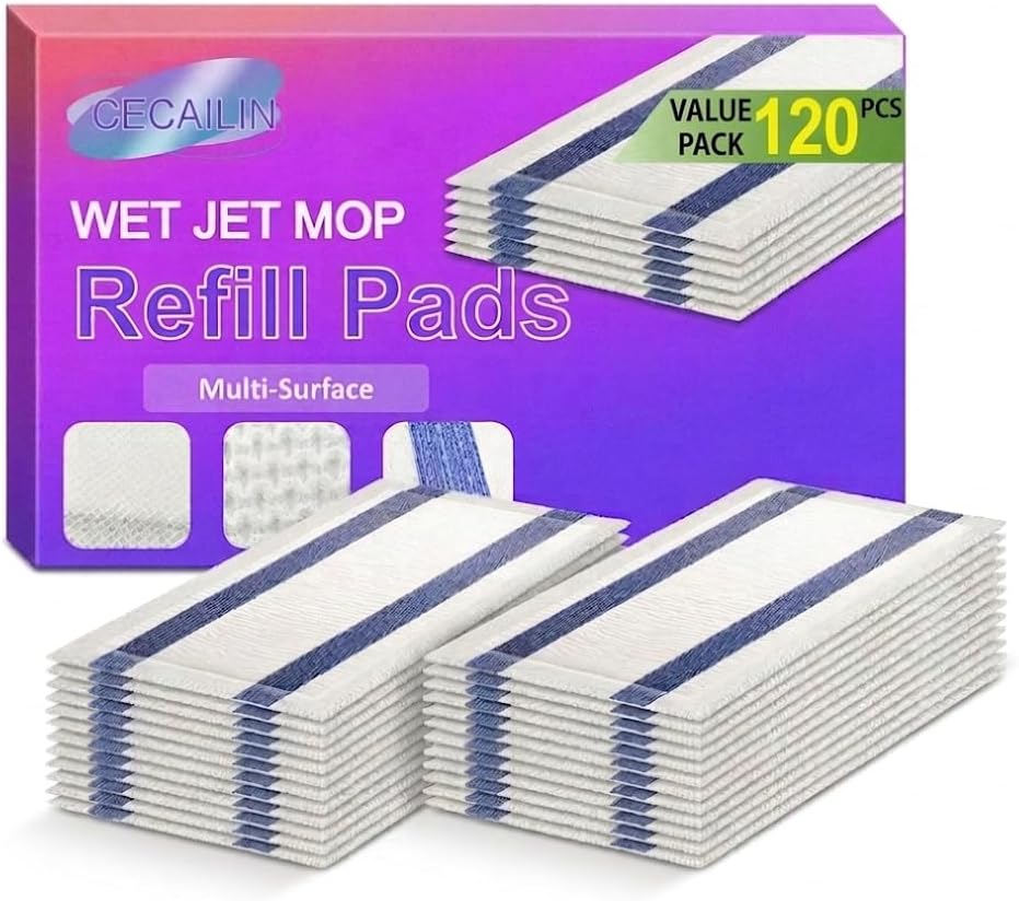 64X Wet Jet Mop Refill Pads.Dry&Wet Mopping Pad.Microfiber.Thickened and Absorbent.Wet Mop Pads Multi Surface.Bathroom Cleaning Supplies