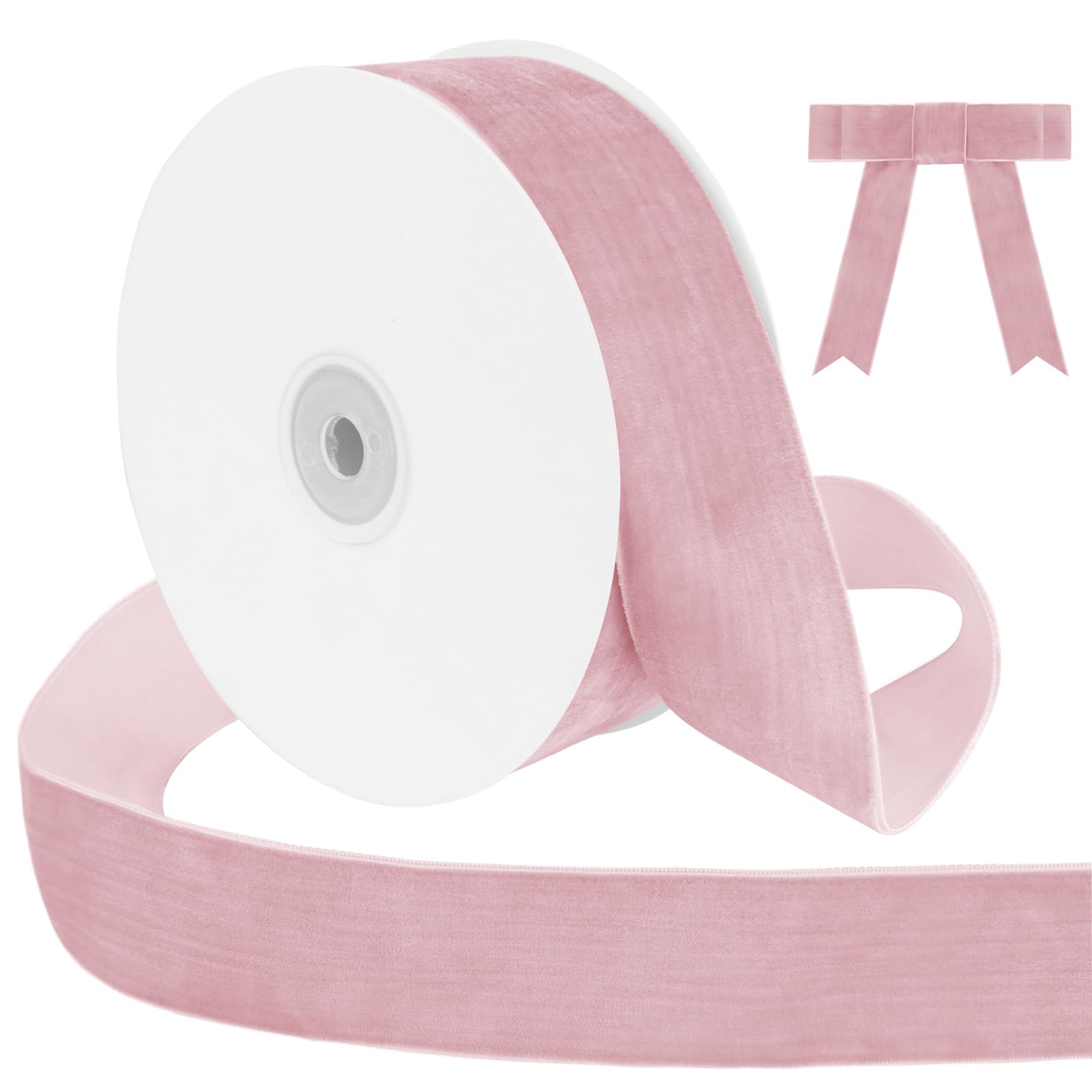Uiopa Light Pink Velvet Ribbon, 38mm x 9m Single Face Wrapping Ribbon, Vintage Velvet Ribbons for Gift Wrapping, Wreaths, Wedding, Party, Home Decor, DIY Crafts